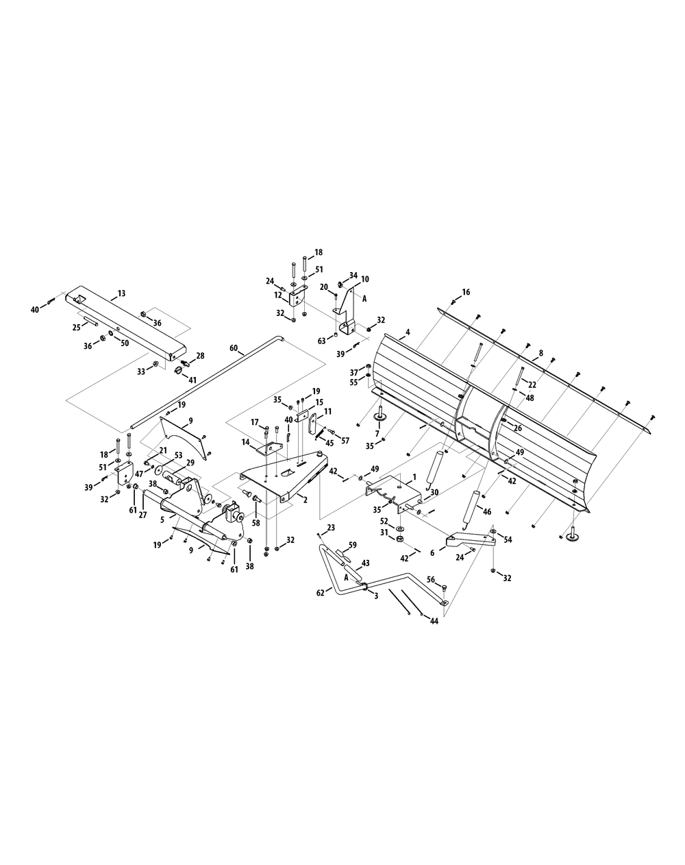 General Assembly Diagram and Parts List for 19A70044100 58Inch Cub Cadet Lawn Tractor